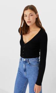 Stradivarius Кардиган С Пуговицами Женская Коллекция Черный M