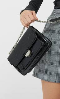 Stradivarius Сумка С Плечевым Ремнем И Эффектом Крокодиловой Кожи Женская Коллекция Черный 103