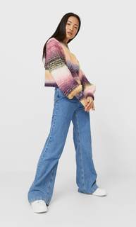 Stradivarius Разноцветный Свитер Женская Коллекция Ярко-Розовый Xs