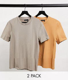 Облегающая футболка из органического хлопка ASOS DESIGN - Комплект из 2 шт.-Многоцветный