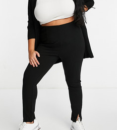 Узкие трикотажные брюки с разрезами ASOS DESIGN Curve-Черный цвет