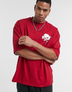 Красная oversized-футболка с принтом в виде дерева на груди ASOS DESIGN-Красный