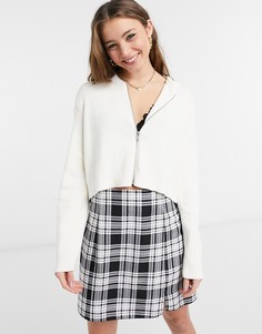 Кардиган кремового цвета в рубчик на молнии Cotton On-Кремовый Cotton:On
