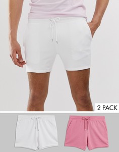 Набор из 2 коротких шорт скинни (розовые/белые) ASOS DESIGN-Мульти
