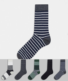 Набор из 5 пар носков серого цвета с узором Jack & Jones-Серый