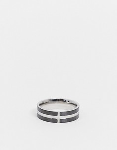 Кольцо из нержавеющей стали с крестом черного и серебристого цвета ASOS DESIGN-Серебристый