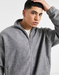 Серая меланжевая спортивная куртка из ткани с имитацией шерсти ASOS DESIGN (от комплекта)-Серый