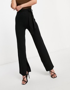 Черные трикотажные брюки с широкими штанинами и разрезами 4th & Reckless-Черный цвет