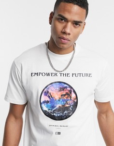 Белая футболка с надписью "Empower the future" Criminal Damage-Белый
