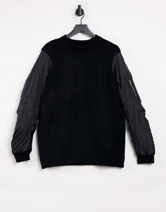 Джемпер с нейлоновыми рукавами Bershka-Черный