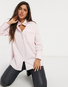 Удлиненная oversized-рубашка с контрастной строчкой Lost Ink-Розовый цвет