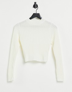 Белый укороченный джемпер в рубчик с длинными рукавами I Saw It First