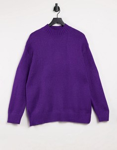 Фиолетовый oversized-джемпер с круглым вырезом Bershka