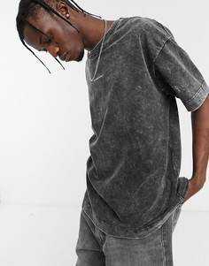 Серая oversized-футболка с эффектом кислотной стирки с логотипом Good For Nothing-Серый