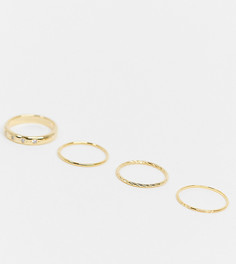 Набор из пяти позолоченных колец Orelia-Золотистый