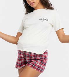 Пижамный комплект из футболки с принтом и шортов в клетку Wednesdays Girl Maternity-Многоцветный