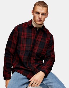 Рубашка навыпуск в красную клетку Topman-Красный