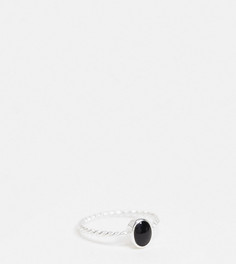 Кольцо из стерлингового серебра с черным камнем ASOS DESIGN-Серебристый