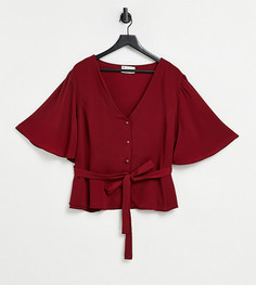 Чайная блузка ягодного цвета с короткими рукавами ASOS DESIGN Curve-Сиреневый