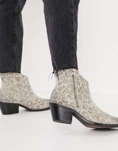 Замшевые ботинки в стиле вестерн светло-коричневого цвета с леопардовым принтом All Saints Carlotta-Многоцветный