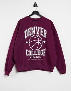 Бордовый свитшот с надписью «Denver College» ASOS DESIGN-Красный