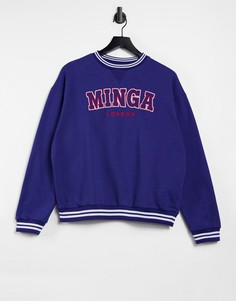 Oversized-свитшот с контрастными краями и вышитым логотипом Minga London-Голубой