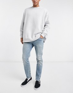 Светло-голубые выбеленные эластичные узкие джинсы ASOS DESIGN-Голубой