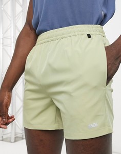 Шалфейно-зеленые спортивные шорты средней длины из быстросохнущего материала ASOS 4505 Icon-Зеленый цвет