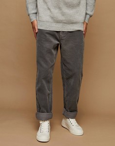 Серые вельветовые брюки с широкими штанинами Topman-Серый
