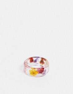 Кольцо из прозрачного каучука с ярким цветочным узором ASOS DESIGN-Многоцветный