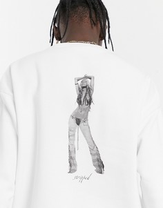 Оversize-свитшот с круглым вырезом и принтом с Кристиной Агилерой ASOS DESIGN-Белый