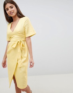 Платье-футляр миди с рукавами‑кимоно ASOS DESIGN-Желтый