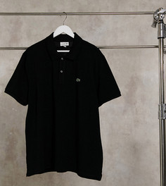 Черное поло из пике классического фасона с фирменным логотипом Lacoste-Черный
