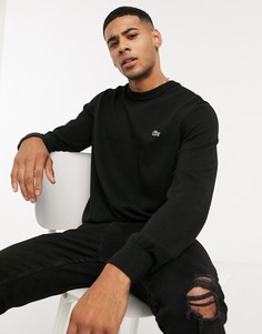 Черный джемпер с круглым вырезом и логотипом Lacoste