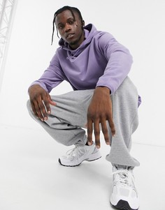 Свободное худи из плотного флиса с высоким воротником и резиновым шнурком ASOS DESIGN-Сиреневый