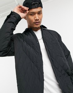 Черная стеганая oversized-рубашка с заниженной линией плеч ASOS DESIGN-Черный цвет