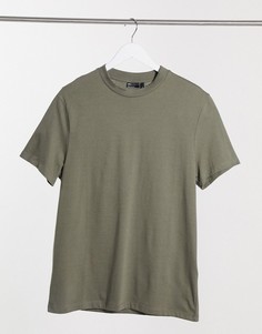 Футболка цвета хаки из органического хлопка и с круглым вырезом ASOS DESIGN-Зеленый