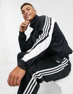 Черно-белая олимпийка с 3 полосками adidas Originals-Черный