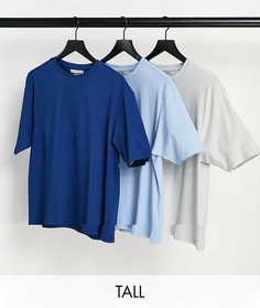 Набор из трех свободных футболок серого и синего цвета Another Influence Tall-Многоцветный