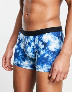 Боксеры-брифы с выбеленным принтом ASOS DESIGN-Голубой