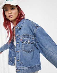 Джинсовая куртка в стиле oversized умеренно выбеленного синего цвета Levis Original-Голубой Levis®