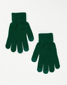 Зеленые перчатки с отделкой для сенсорных устройств SVNX-Зеленый цвет 7X