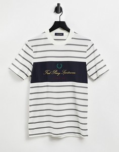 Белая футболка с вышивкой Fred Perry-Белый