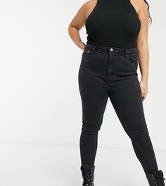 Черные выбеленные джинсы скинни с завышенной талией Wednesdays Girl Curve-Черный цвет