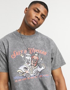Серая выбеленная футболка с принтом "Salt & Vinegar" Vintage Supply-Серый