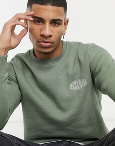 Свитшот цвета хаки с круглым вырезом и логотипом Jack & Jones Originals-Зеленый цвет