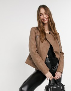 Куртка из искусственной кожи коричневого цвета Only-Коричневый цвет