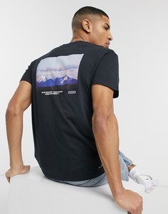Черная oversized-футболка с принтом с горами на спине Jack & Jones Originals-Черный