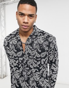 Черная рубашка с узором пейсли Jack & Jones Premium-Черный цвет