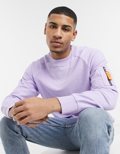 Сиреневый фактурный oversized-свитшот с карманом Jack & Jones Originals
